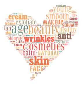 Cosmetics and makeup word cloud